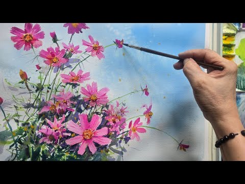 How to Easily Draw Cosmos with Watercolors