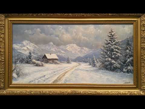 Frame TV Art Snow Landscape Painting 4K | 2h Vintage Oil Painting TV Background | Winter Ambience