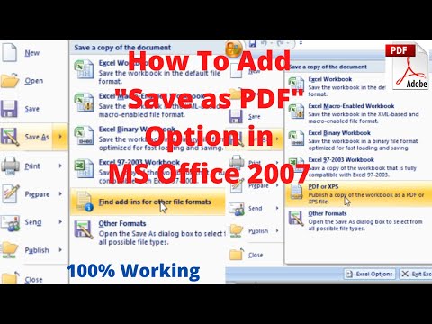 How to Save Excel File As PDF in Office 2007 | File Save As PDF Office 2007 | Save as pdf File