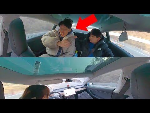 【純VLOG】夫人第一次駕駛特斯拉，結果我起飛了！feat. 特斯拉Model 3冬天續航測試/韓國450km公路旅行｜大耳朵TV