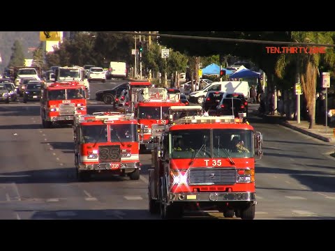 LAFD MAJOR HEAVY EQUIPMENT RESPONDING TO STRUCTURE FIRE