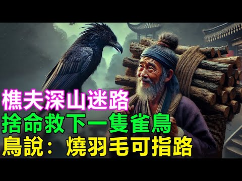 民間故事：樵夫深山迷路，捨命救下一隻雀鳥，鳥說：燒羽毛可指路