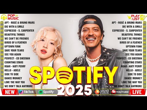 Bruno Mars, Adele, Dua Lipa, Ed Sheeran, Selena Gomez, Maroon 5, Taylor Swift - Pop Song 2025