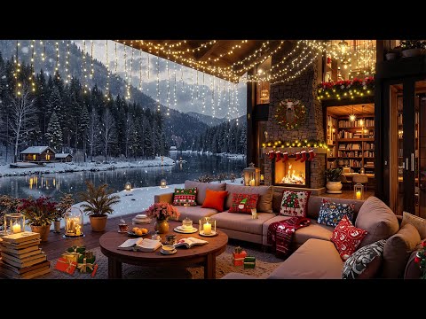 Cozy Winter Porch Ambience - Smooth Jazz Instrumental Music & Snowy Day Atmosphere for Relax, Work