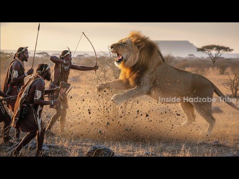 Hadzabe Wild Hunt and Cooking Big Baboons, Lion Fighting and Ways of Life | Hadzabe Tribe Hunting