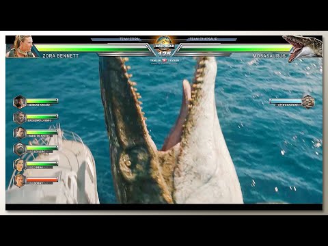 Team Mercenary vs Mosasaurus, Spinosaurus & Quetzalcoatlus with Healthbars