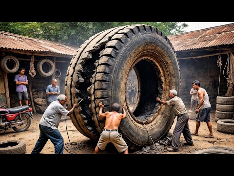 Old Tractor Tyres Recycling Into Bike Brake Drum Rubber