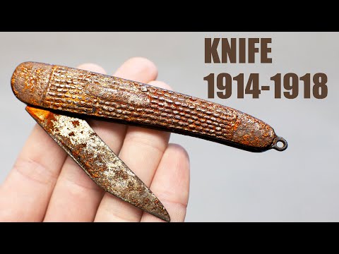WWI Rusty Trench Pocket Knife Restoration. Awesome restoration