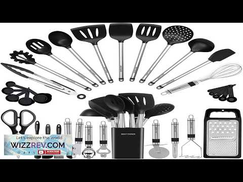Kitchen Utensil Set Silicone Cooking Utensils 33 Kitchen Gadgets & Spoons for Nonstick