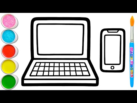 Laptop and Smartphone Drawing, Painting and Coloring for Kids 💻📱 Easy Drawing Show #378