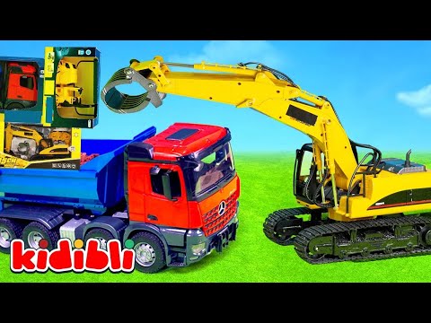 Juguete de Construcción Repara la Carretera 🚧 Excavadora y Camiones Video para Niños | Kidibli