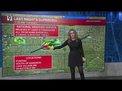 NWS: 4 suspected tornadoes touched down in Illinois & Indiana overnight