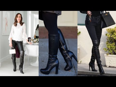 Stylish Leather Over-the-Knee Heel Boots | Fashion-Forward & Modern Boot Ideas