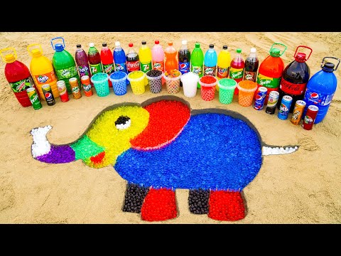 How to make Rainbow Elephant with Orbeez Colorful from Coca Cola, Pepsi, Popular Sodas & Mentos