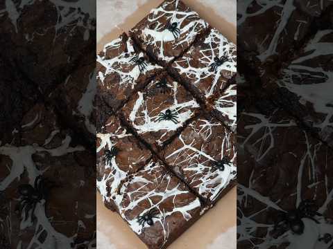Spider Web Fudgy Brownies 🕷🕸 #halloween #dessert #recipe