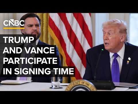 LIVE: President Trump and VP JD Vance participate in signing time at the White House — 3/16/2026