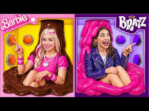 1000 Mystery Buttons Challenge Barbie vs Bratz | Funny Moments by Multi DO Challenge