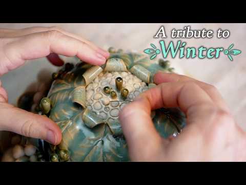 Full process: Making an otherworldly sculpture using clay, glass & wool ❄️ Slow crafting