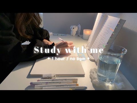 1 HOUR study with me / calm & quiet 📑 no bgm, no break, pencil asmr, background noise
