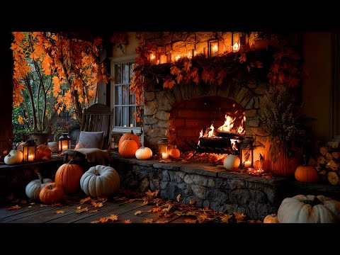 4K Autumn Fireplace 12 Hrs🔥 Cozy Crackling Fire Atmosphere with Burning Logs [No Music]