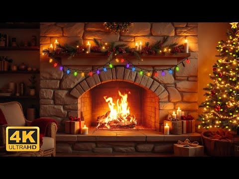 Cozy Christmas Fireplace 🎄🔥 Soft Piano Music & Peaceful Holiday Atmosphere for Sleep and Relaxation