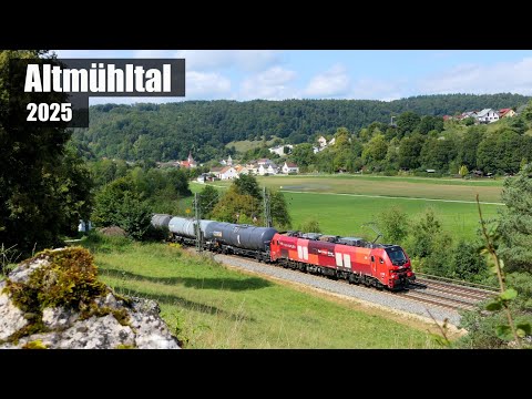 Bahnverkehr im Altmühltal: Altbau LEG 250, Adesso Rail, ÖBB/Transflex 159, NeS 159 im August 2025