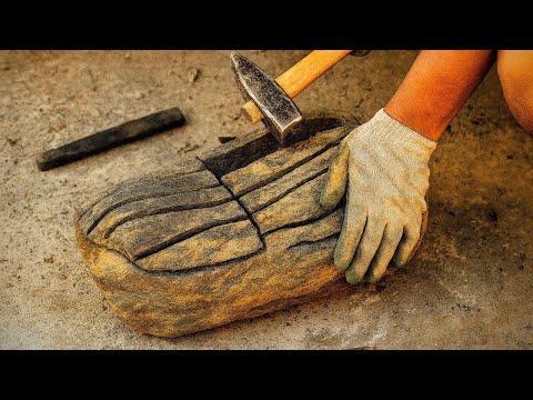 How I Turn a Natural Stone into a Unique Handmade Sink. From Rock to Art. Stone Carving. DIY.