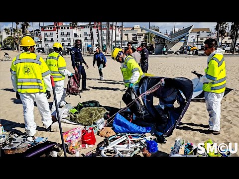 Venice Beach Cleanup: Police and Sanitation Workers Dismantle Homeless Encampment