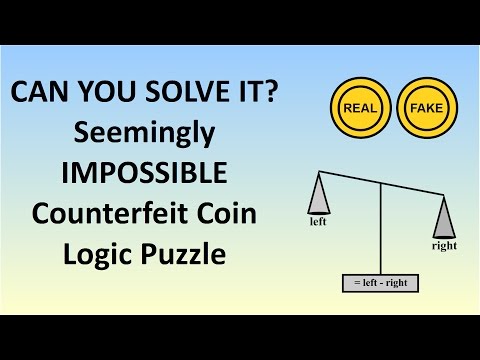 HARD Logic Puzzle - The Seemingly Impossible Counterfeit Coin Problem
