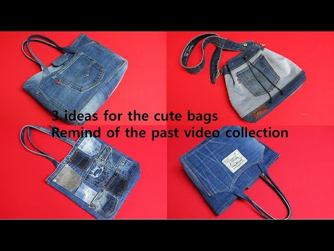 DIY"귀여운 가방" 을 위한 3종류 "깜짝" 아이디어!/pocket handle tote/coin pocket tote/"levi" bucket bag/old jeans