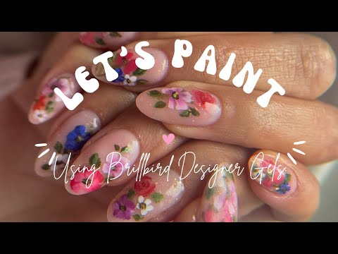 Paint Simple One Stroke Florals with me | One stroke nails | Brillbird Designer Gels | Nail Tutorial