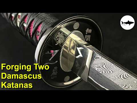 Forging TWO damascus katanas!