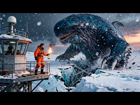 Deep sea beast lands at polar station, human-beast brawl on ice.