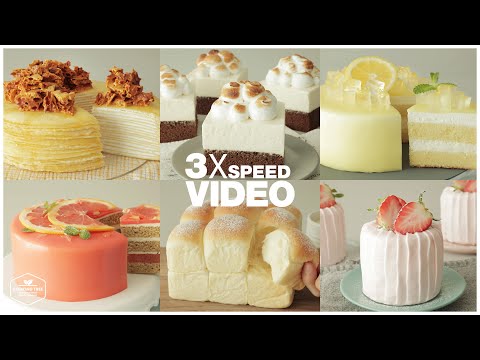 #133 3x Speed 케이크 디저트 베이킹 영상 | Cake Dessert Baking Video | Cheesecake, Bread, Crepe | Cooking tree