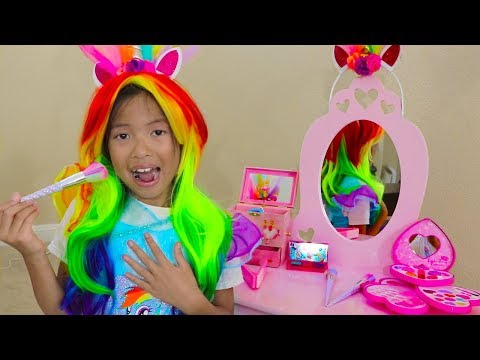 Wendy Pretend Play Rainbow Dash Unicorn Dress Up & New Kids Make Up Toys
