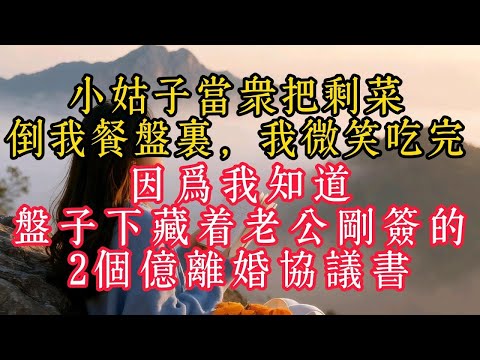 小姑子當眾把剩菜倒我餐盤裡我微笑吃完因為我知道盤子下藏著老公剛簽的2個億離婚協議書