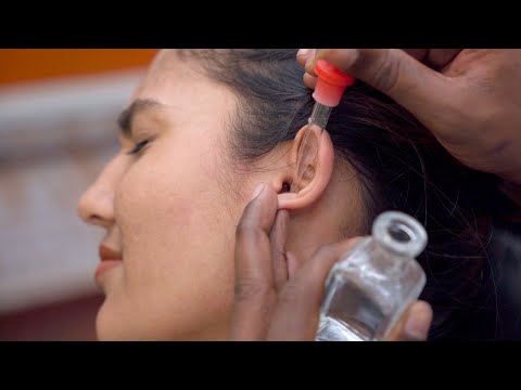 Hydrogen Peroxide Deep Ear Cleaning and Massage ASMR | Indian Massage