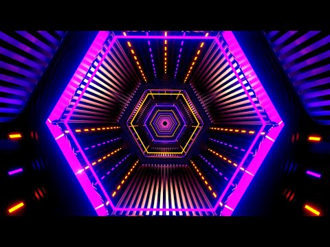 🔷 4K Screensaver | Purple & Orange Neon Hexagonal Tunnel – Endless Futuristic Loop (No Sound)