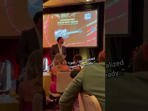 Travis Kelce bidding on a Taylor Swift guitar then realizing he has Taylor at home... charity gala..