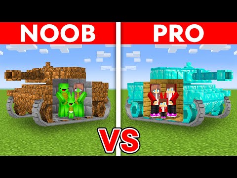 MIKEY vs JJ FAMILY: NOOB vs PRO: TANK HOUSE Build Challenge in Minecraft