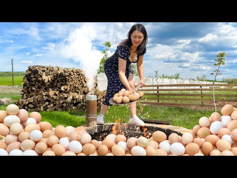 Best Dish of 100 Chicken Eggs! 2 Omelets in The Underground Tandoor And Furnace