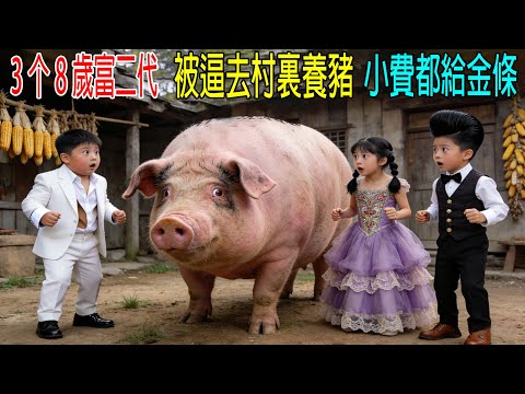 3個8歲頂級富二代，被逼去村裏養豬，小費都是給金條！太有錢了