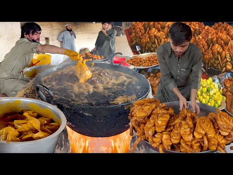 BIGGEST PESHAWARI FRIED CHICKEN PAKORA RECIPE & MAKING | STREET STYLE TASTY CHICKEN ROAST