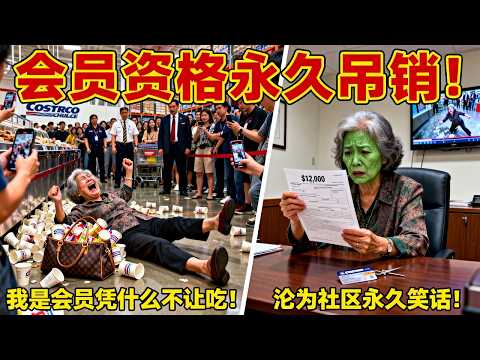 中国大妈2小时吃掉37份试吃品还打包，被拦竟躺地撒泼：“我是会员凭啥不让吃！”监控曝光，会员永久吊销、全美Costco禁入、索赔1.2万，成华人圈笑柄！