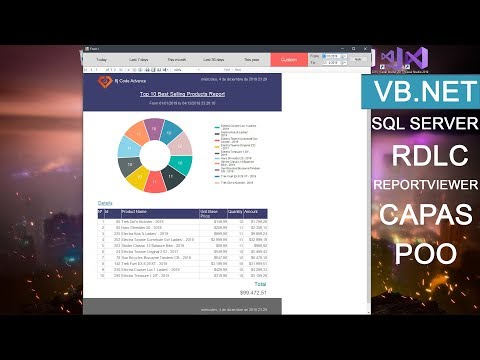 Best Selling Products Report, VB.NET, RDLC, ReportViewer, Layers, OOP and SQL Server / By Dates