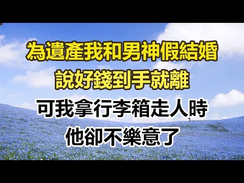 為遺產我和男神假結婚，說好錢到手就離，可我拿行李箱走人時，他卻不樂意了。#幸福敲門 #為人處世 #生活經驗 #情感故事