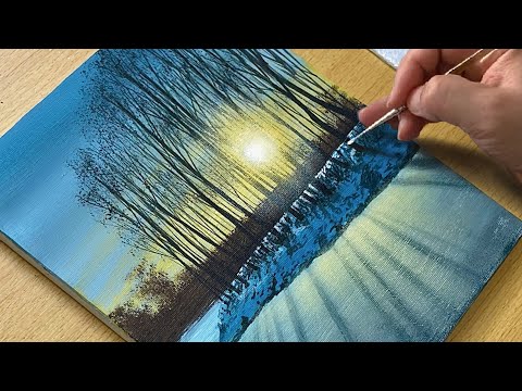 You Won’t Believe How Easy This Winter Forest Painting Is! / Acrylic Painting