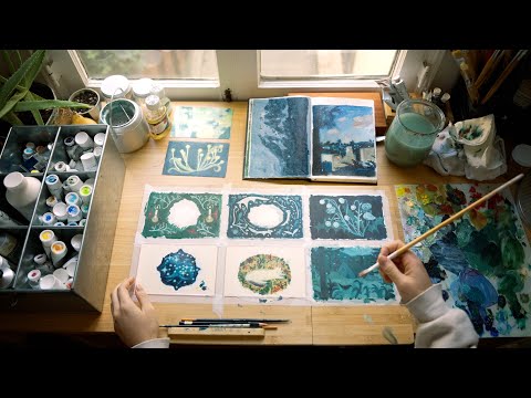 paint with me 🌨️ Oil & Gouache process — calm art video ☕️