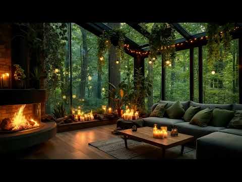 Rainy Day in the Forest 🌲 Cozy Cabin, Smooth Jazz & Warm Fireplace for Instant Calm