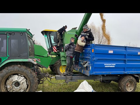 Our first soybean harvest! We're bringing in corn!